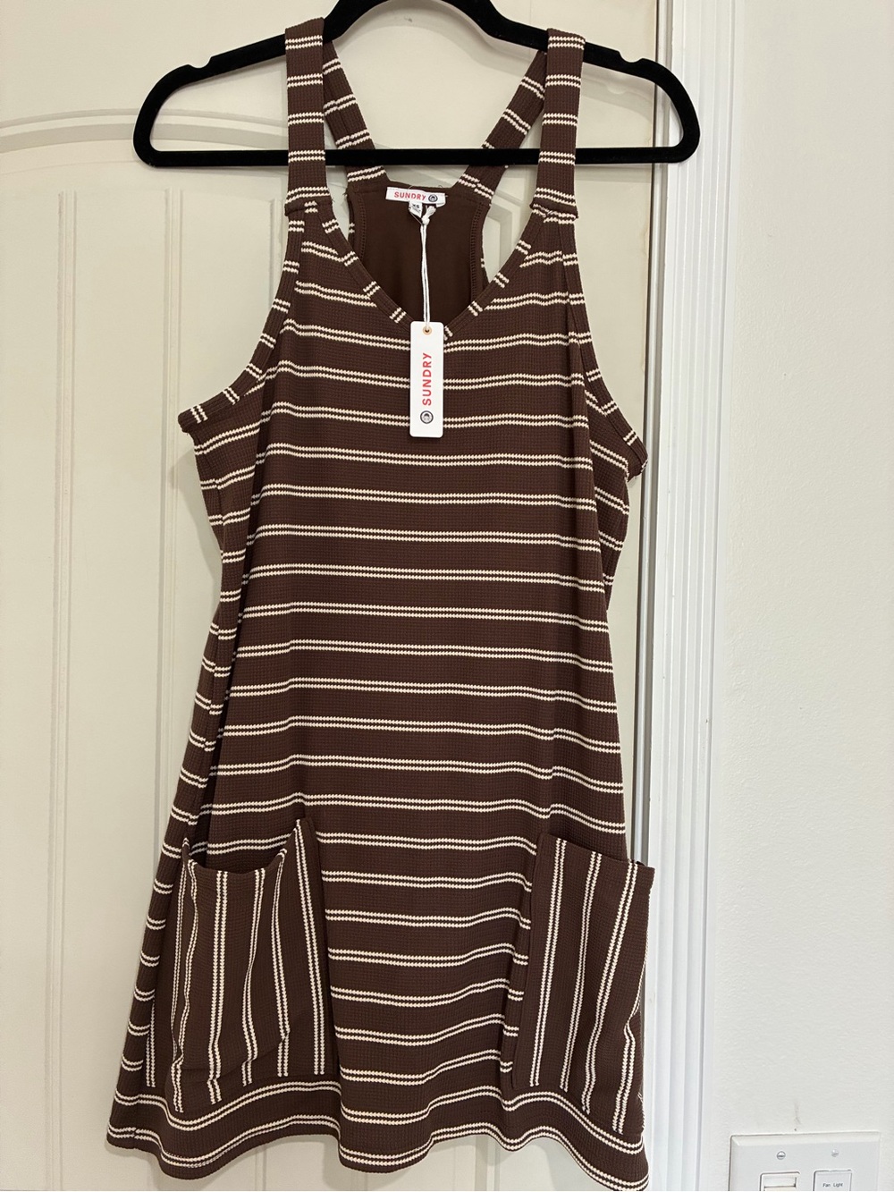 Sundry Brown and Cream Striped Dress Romper NWT SIZE XS